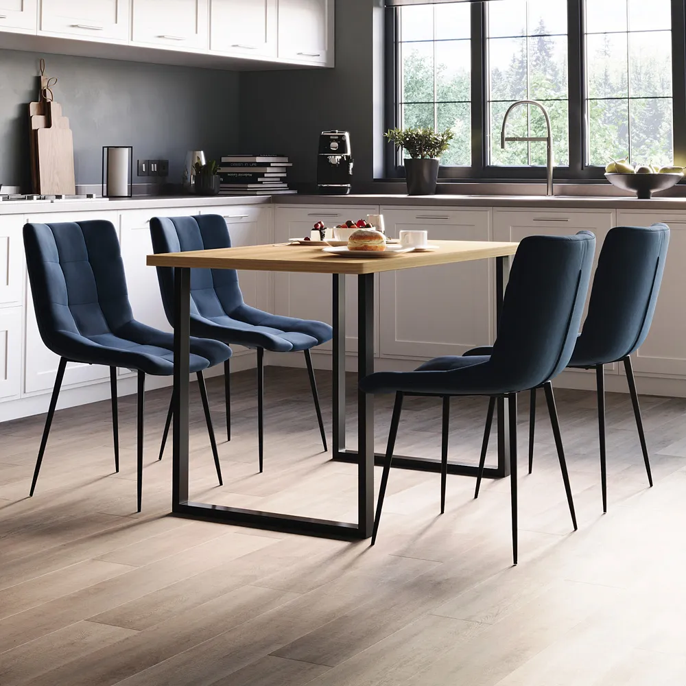 Richton Set of 2 Dining Chairs - Blue, Velvet