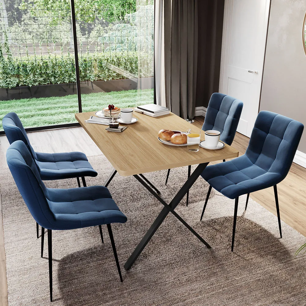 Richton Set of 2 Dining Chairs - Blue, Velvet