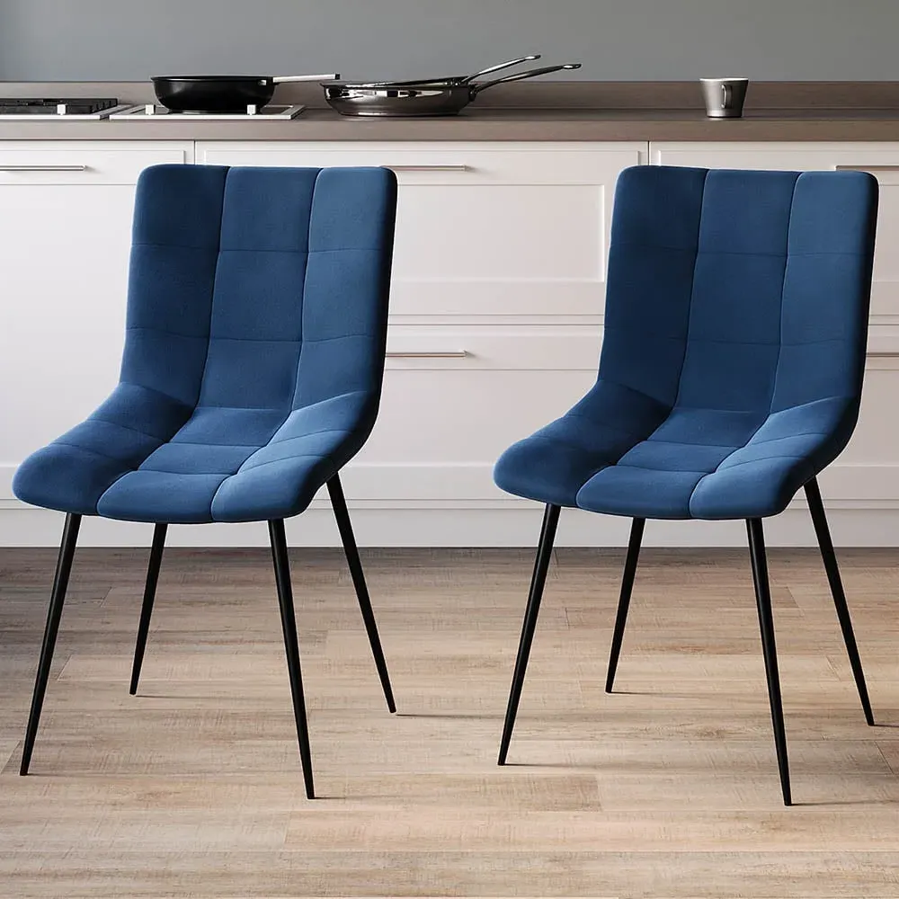 Richton Set of 2 Dining Chairs - Blue, Velvet image