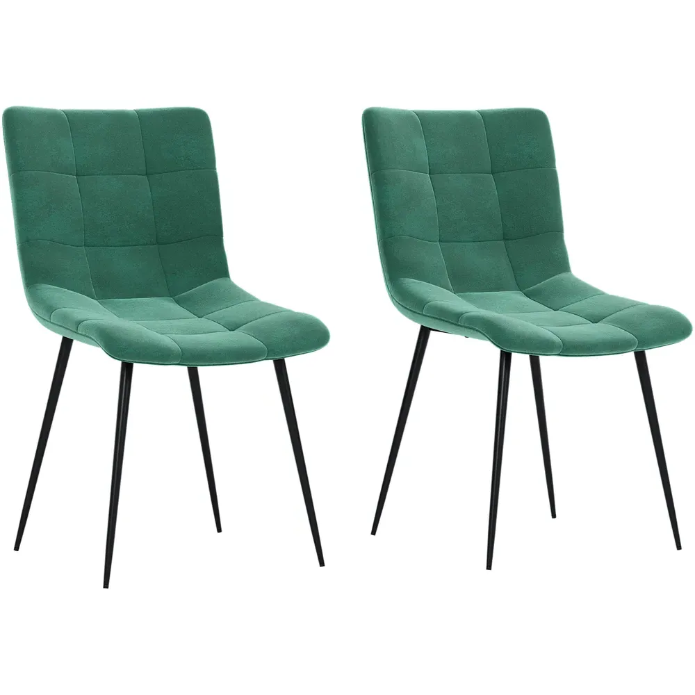 Richton Set of 2 Dining Chairs - Green, Velvet