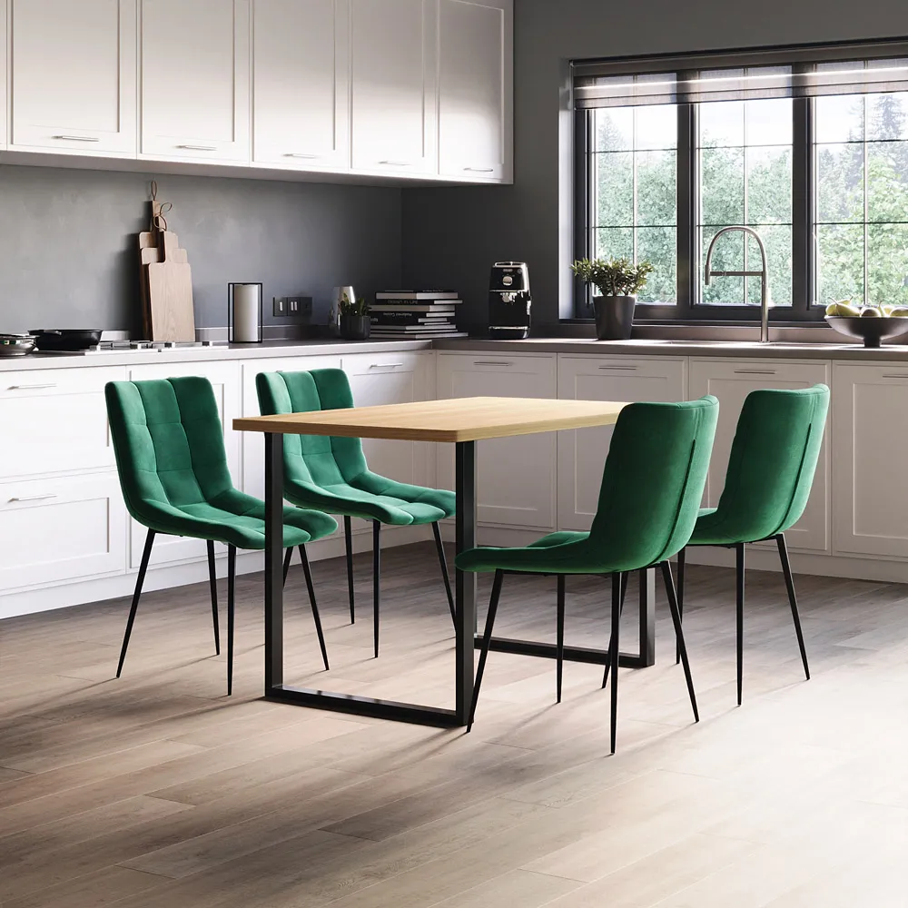 Richton Set of 2 Dining Chairs - Green, Velvet