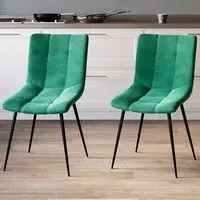 Richton Set of 2 Dining Chairs - Green, Velvet