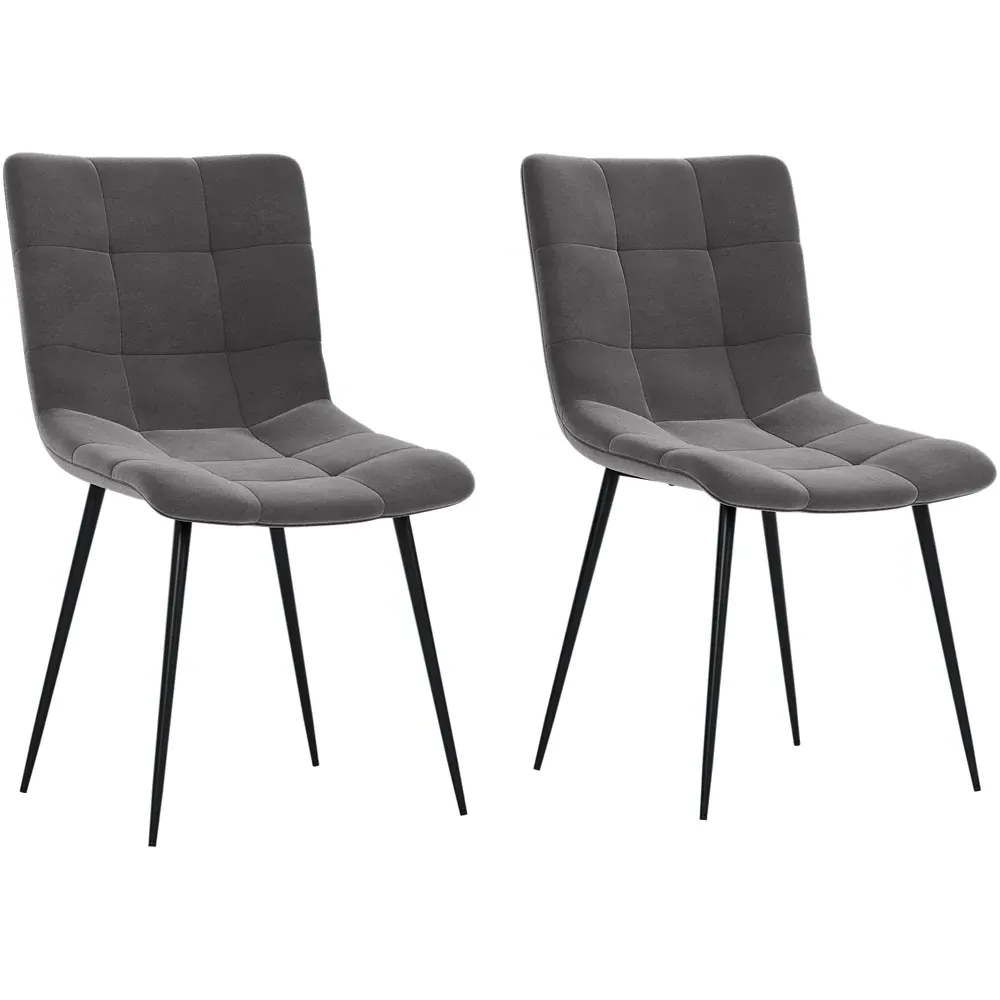 Richton Set of 2 Dining Chairs - Grey, Velvet