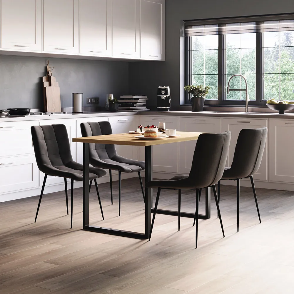 Richton Set of 2 Dining Chairs - Grey, Velvet