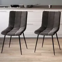Richton Set of 2 Dining Chairs - Grey, Velvet