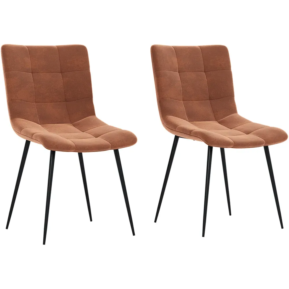 Richton Set of 2 Dining Chairs - Orange, Velvet