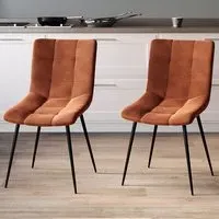 Richton Set of 2 Dining Chairs - Orange, Velvet