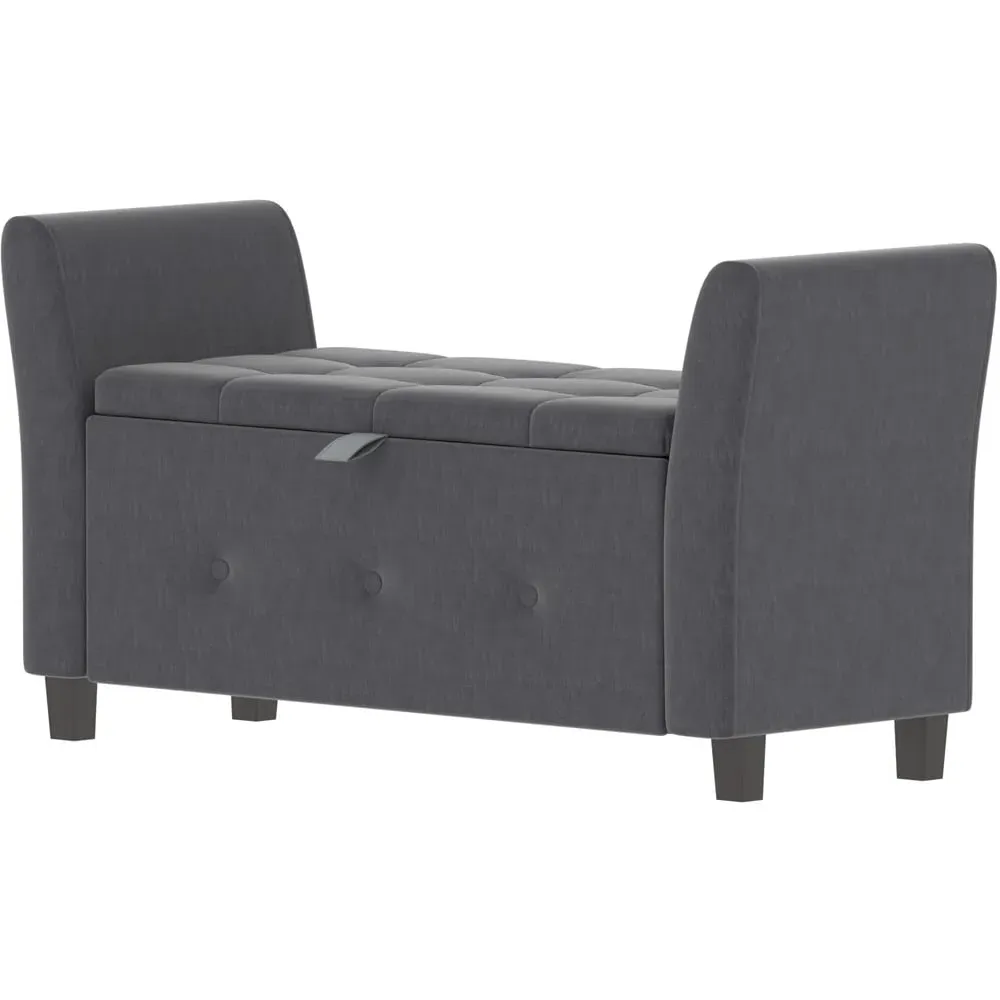 Seville Storage Ottoman with Lid - Dark Grey, Linen