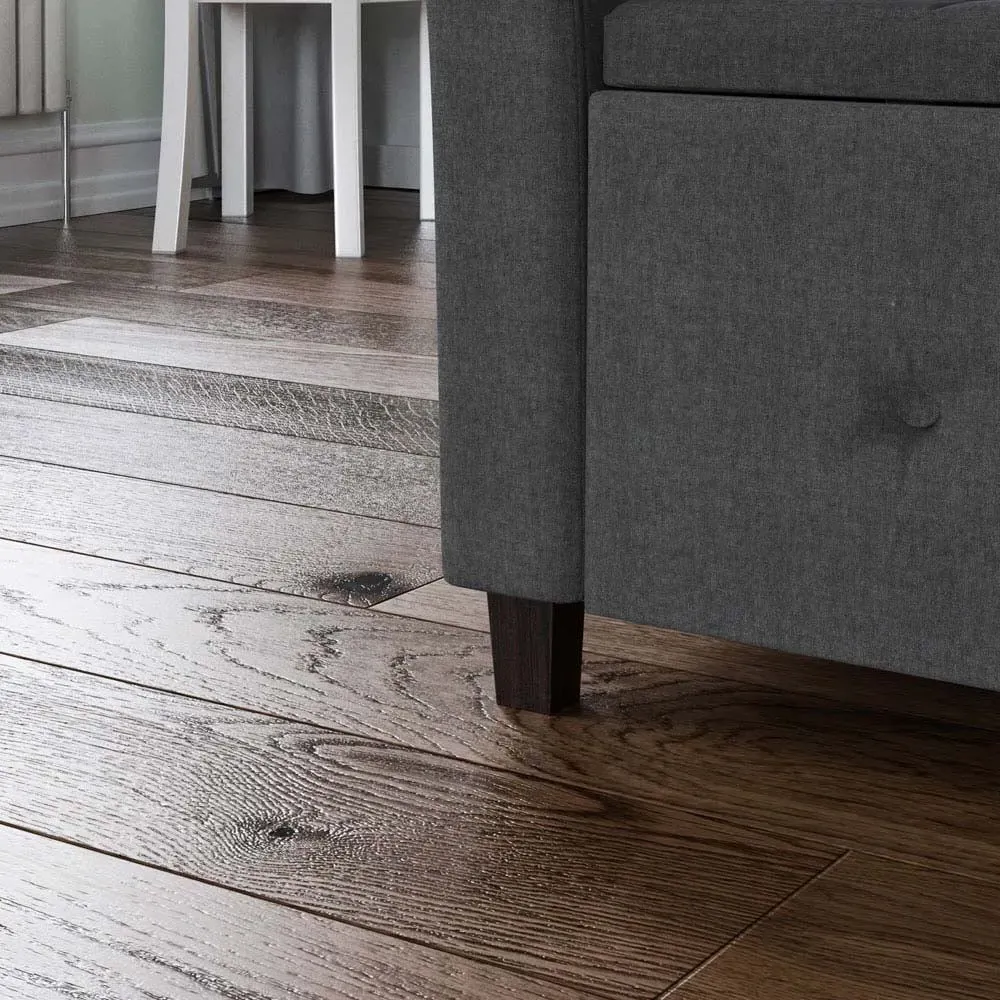 Seville Storage Ottoman with Lid - Dark Grey, Linen