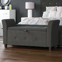 Seville Storage Ottoman with Lid - Dark Grey, Linen