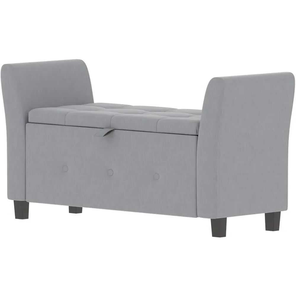 Seville Storage Ottoman with Lid - Light Grey, Linen