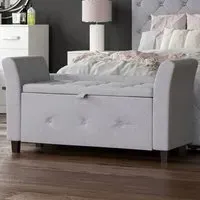 Seville Storage Ottoman with Lid - Light Grey, Linen