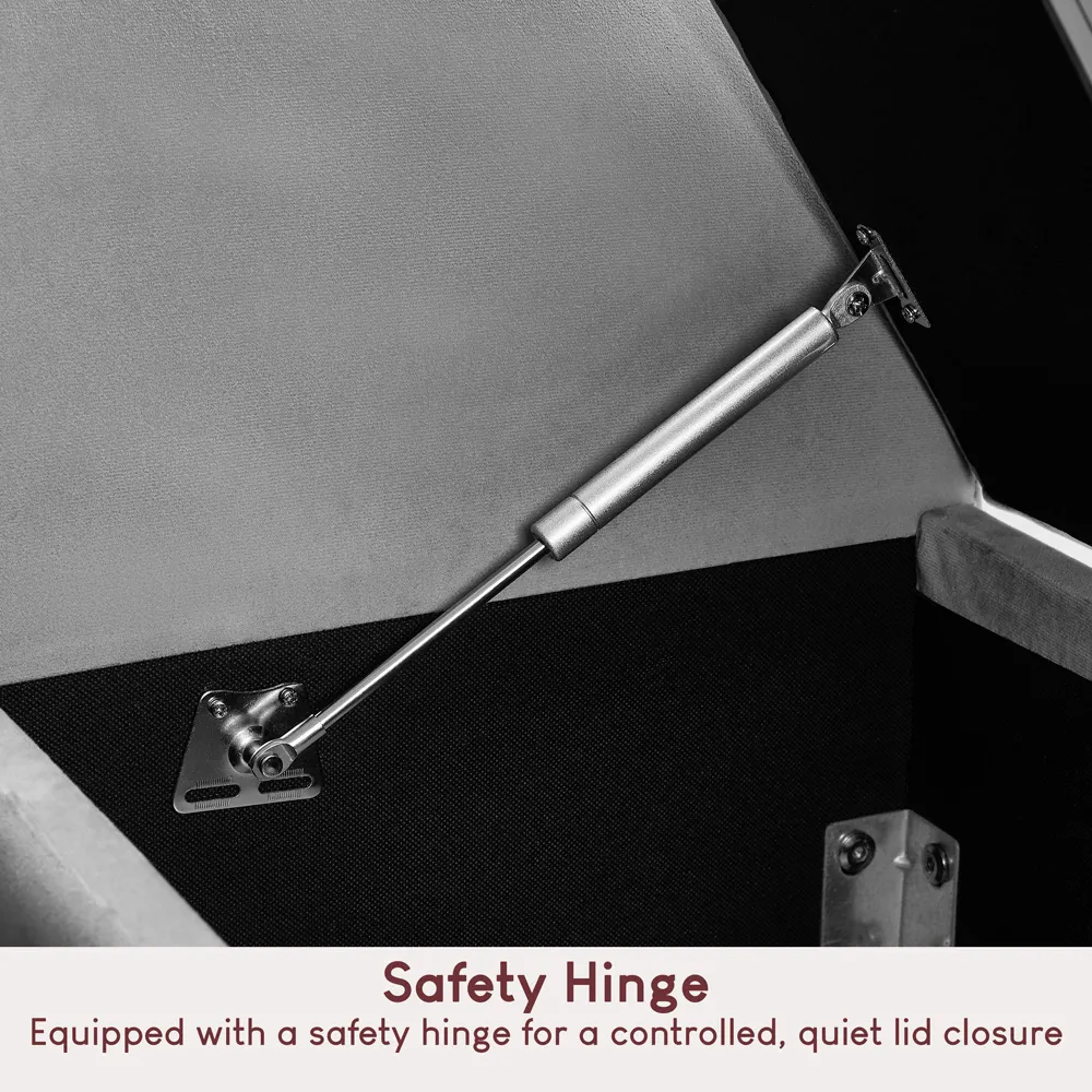 Seville Storage Ottoman with Lid - Light Grey, Velvet