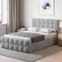 Valentina Double Ottoman Bed with Storage - Grey, Velvet