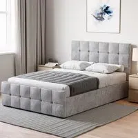 Valentina Double Ottoman Bed with Storage - Silver, Velvet