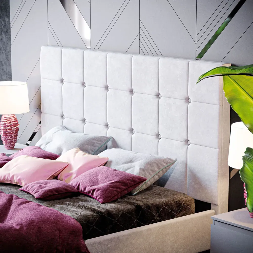 Valentina King Size Bed Frame - Grey, Velvet