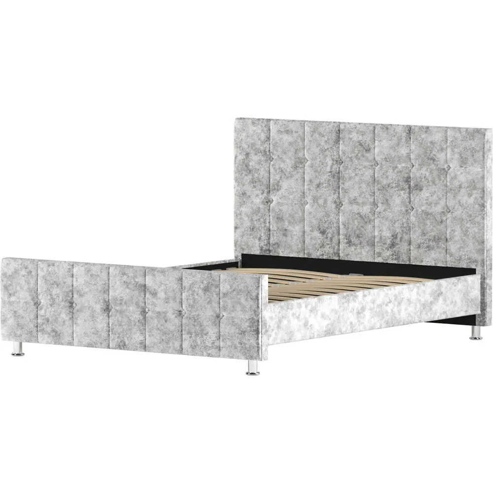 Valentina King Size Bed Frame - Silver, Crushed Velvet