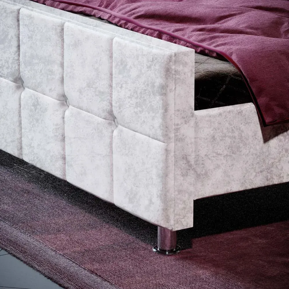 Valentina King Size Bed Frame - Silver, Crushed Velvet