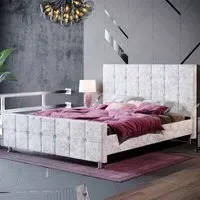 Valentina King Size Bed Frame - Silver, Crushed Velvet
