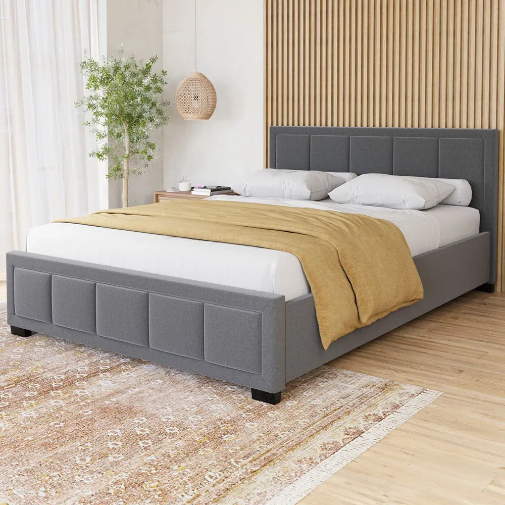 Vanita Double Bed Frame - Dark Grey, Linen