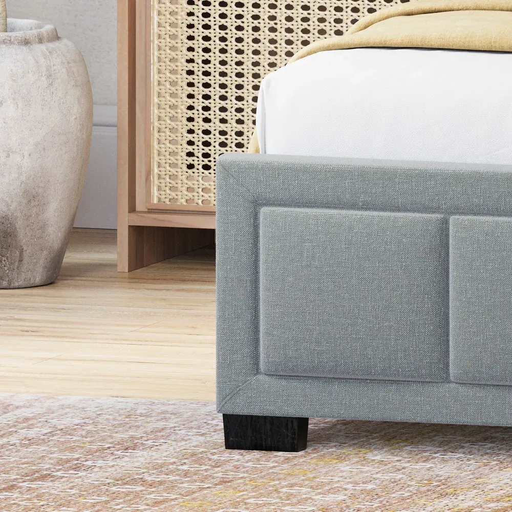 Vanita Double Bed Frame - Light Grey, Linen
