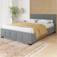 Vanita Double Bed Frame - Light Grey, Linen
