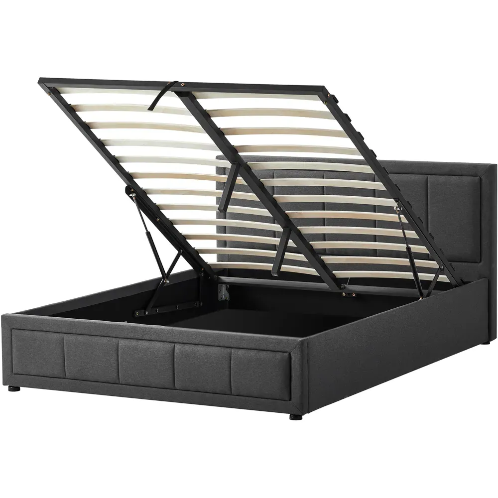 Vanita Double Ottoman Bed - Dark Grey, Linen