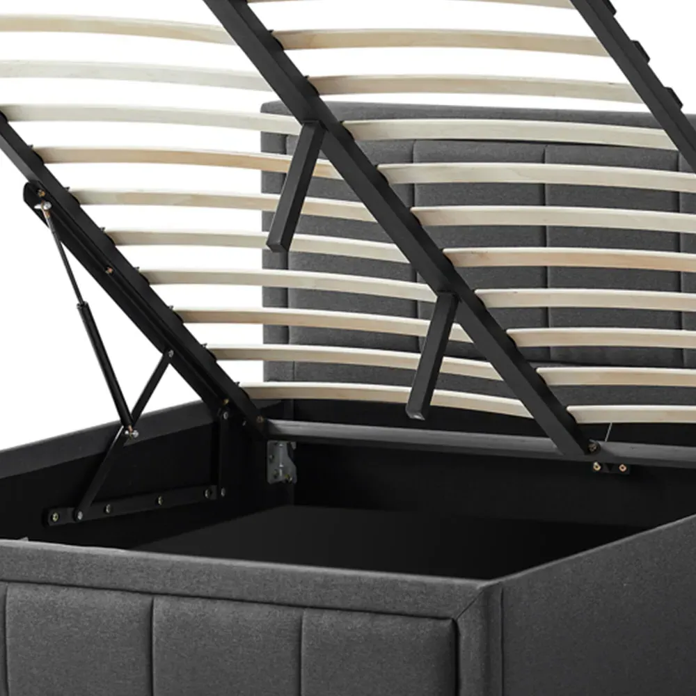 Vanita Double Ottoman Bed - Dark Grey, Linen