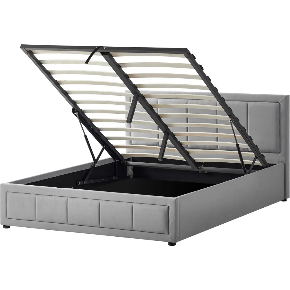 Vanita Double Ottoman Bed - Light Grey, Linen