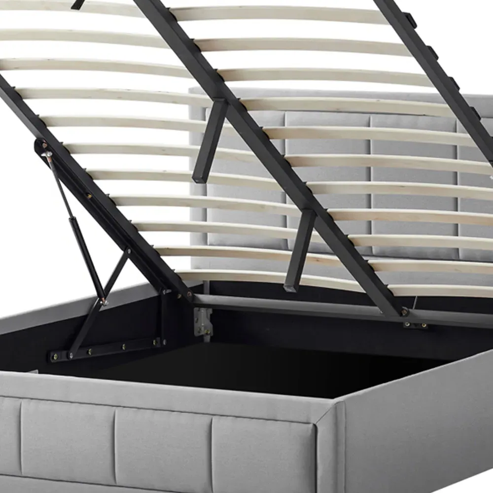 Vanita Double Ottoman Bed - Light Grey, Linen