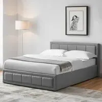 Vanita Double Ottoman Bed - Light Grey, Linen