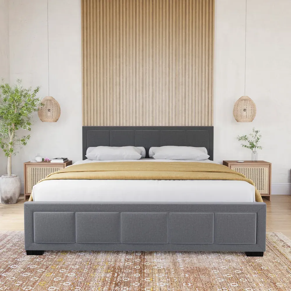 Vanita King Size Bed Frame - Dark Grey, Linen