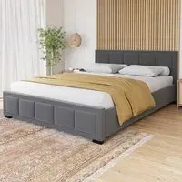 Vanita King Size Bed Frame - Dark Grey, Linen