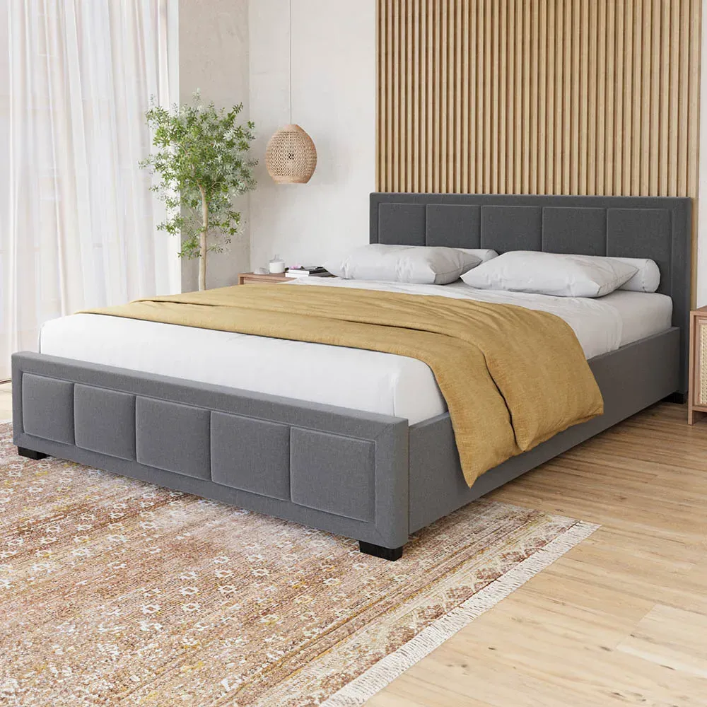 Vanita King Size Bed Frame - Dark Grey, Linen image