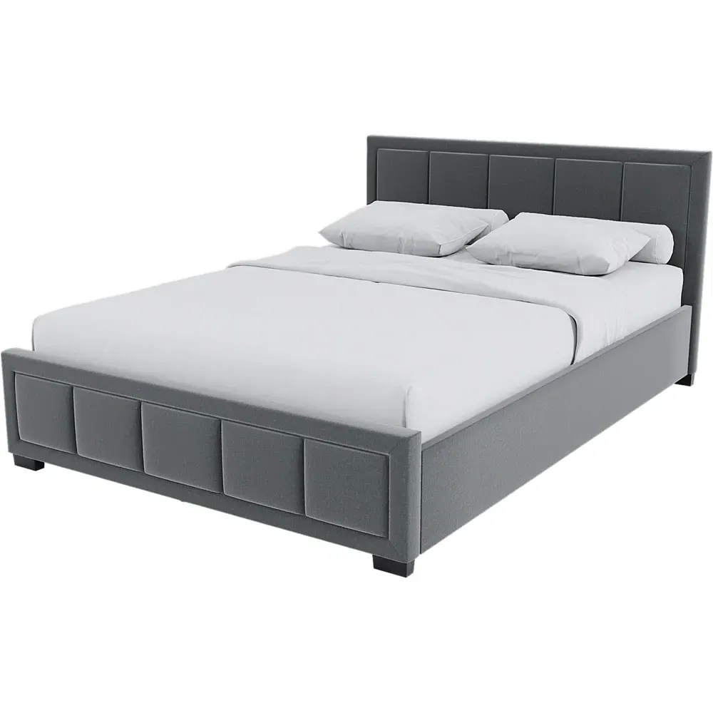 Vanita King Size Bed Frame - Light Grey, Linen