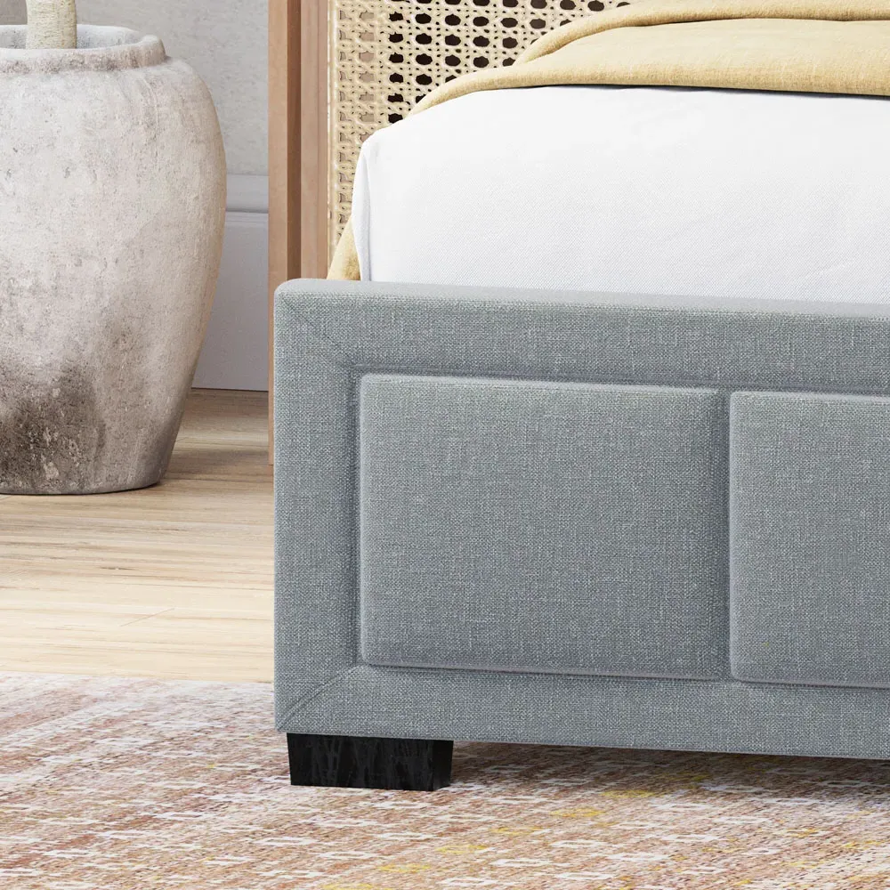 Vanita King Size Bed Frame - Light Grey, Linen