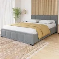 Vanita King Size Bed Frame - Light Grey, Linen