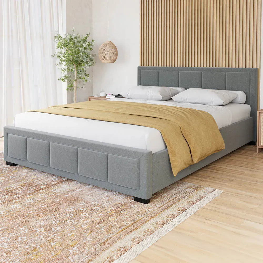 Vanita King Size Bed Frame - Light Grey, Linen
