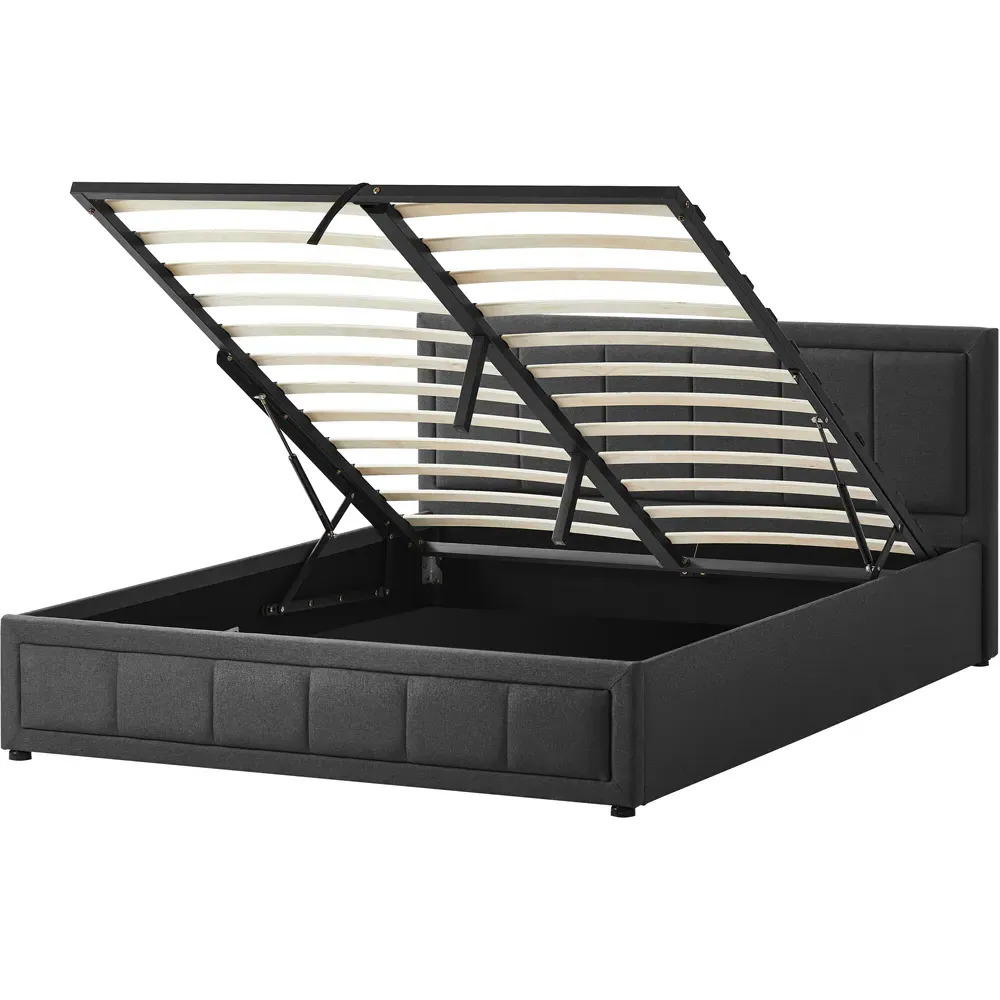 Vanita King Size Ottoman Bed - Dark Grey, Linen