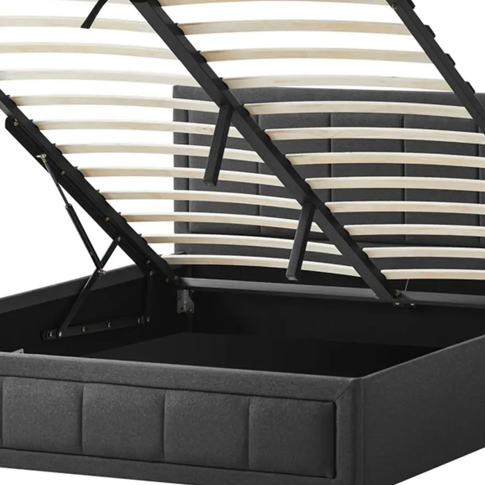 Vanita King Size Ottoman Bed - Dark Grey, Linen