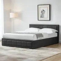 Vanita King Size Ottoman Bed - Dark Grey, Linen