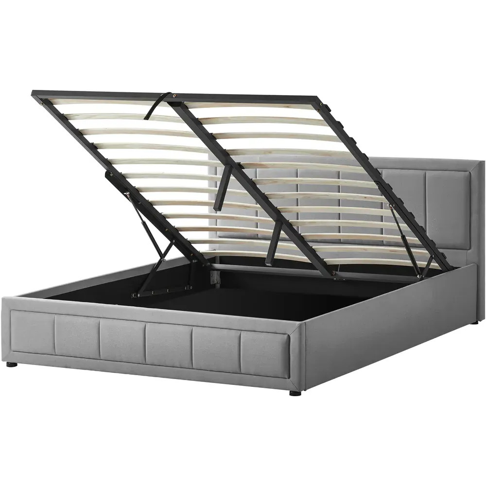 Vanita King Size Ottoman Bed - Light Grey, Linen