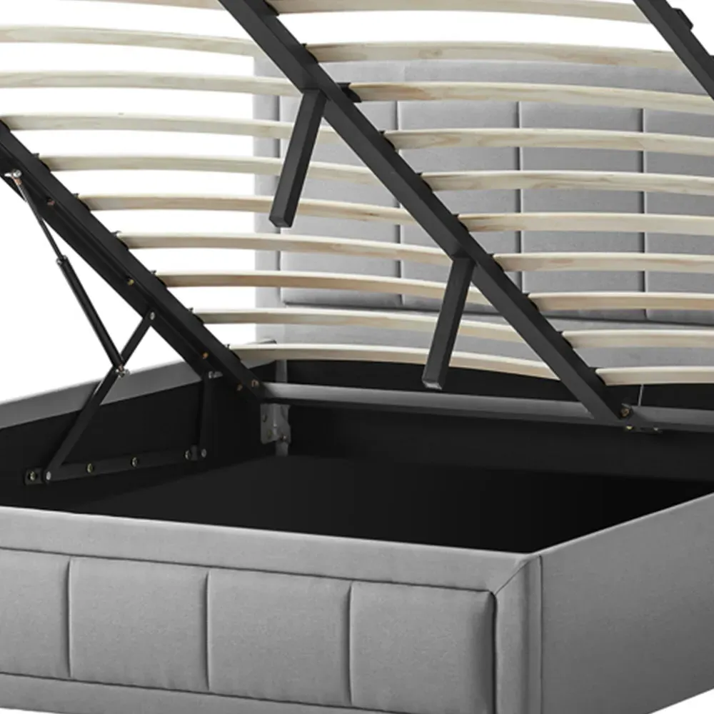 Vanita King Size Ottoman Bed - Light Grey, Linen