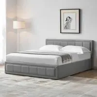 Vanita King Size Ottoman Bed - Light Grey, Linen