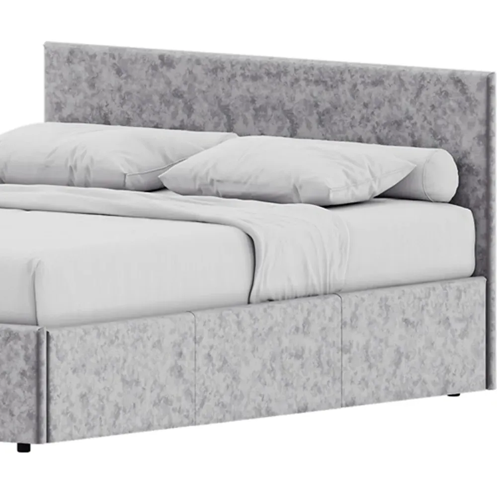 Veronica Double Ottoman Bed with Storage - Silver, Velvet