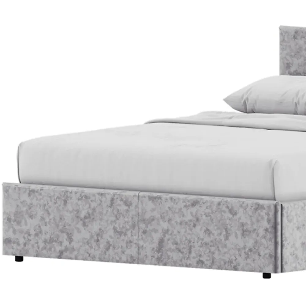Veronica Double Ottoman Bed with Storage - Silver, Velvet
