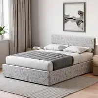 Veronica Double Ottoman Bed with Storage - Silver, Velvet