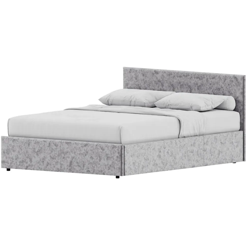 Veronica King Size Ottoman Bed with Storage - Silver, Velvet