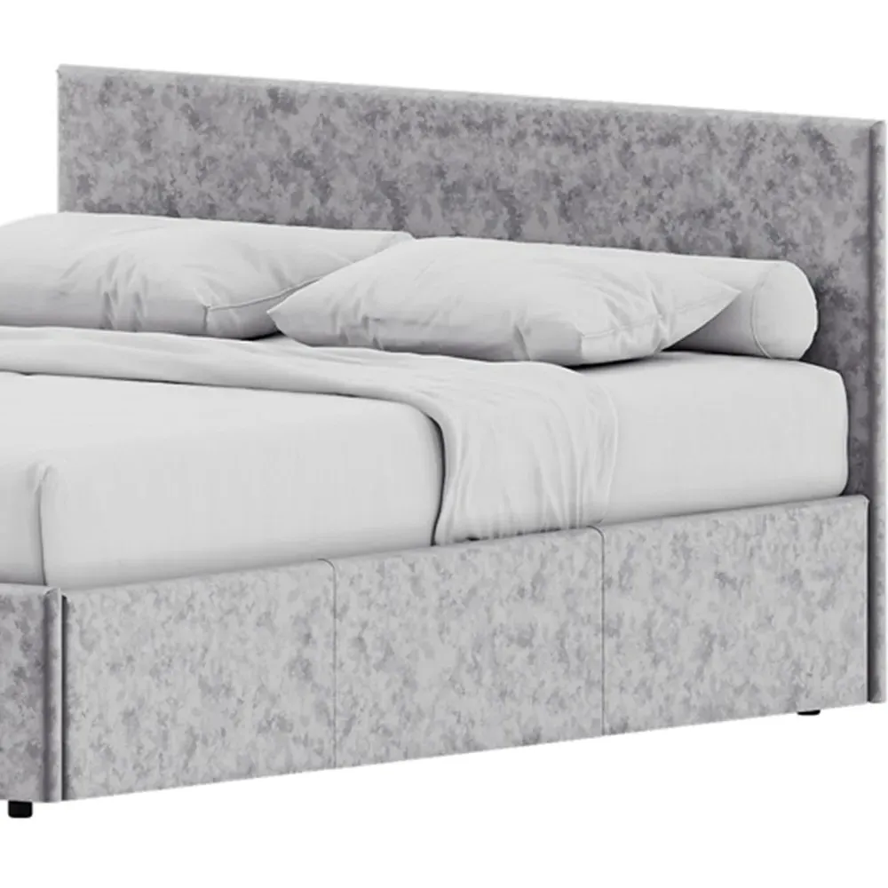Veronica King Size Ottoman Bed with Storage - Silver, Velvet