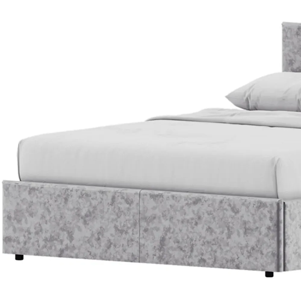 Veronica King Size Ottoman Bed with Storage - Silver, Velvet